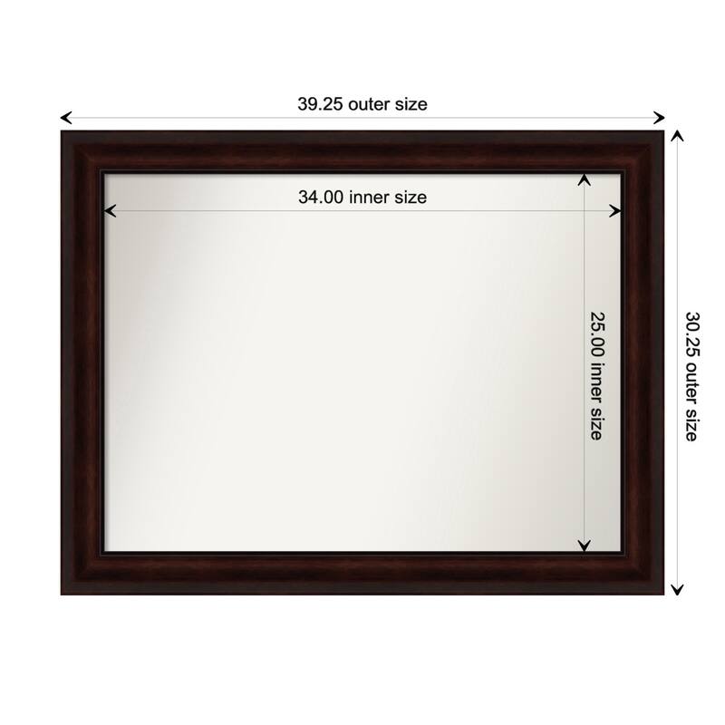 Coffee Bean Brown Framed Non-Beveled Custom Wall Mirror, Bathroom Vanity Mirror - Outer Size: 39.25 x 30.25
