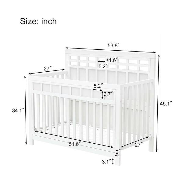dimension image slide 1 of 2, Solid Wood Certified Baby Safe Crib，Non-Toxic Finish
