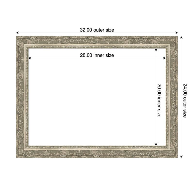 Filigree Framed Dry Erase Magnetic Board - 32 x 24 in - Filigree Silver