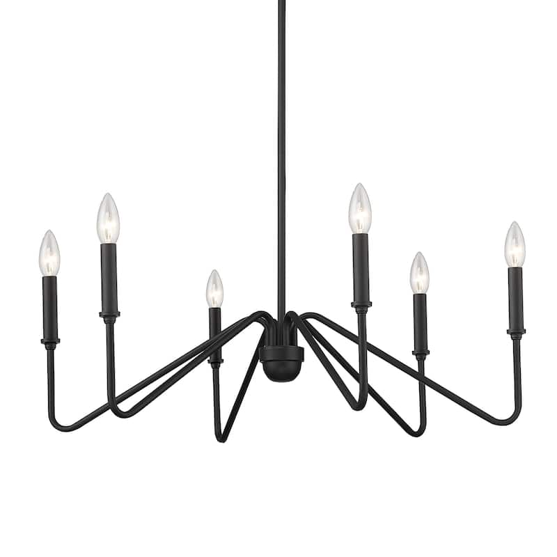 Golden Lighting 3690-6 Kennedy 6 Light 30" Wide Taper Candle Style - Natural Black