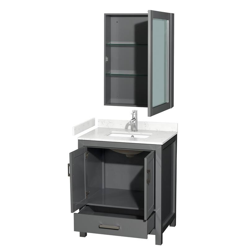 Wyndham Collection Sheffield 30" Single Bathroom Vanity, Carrara