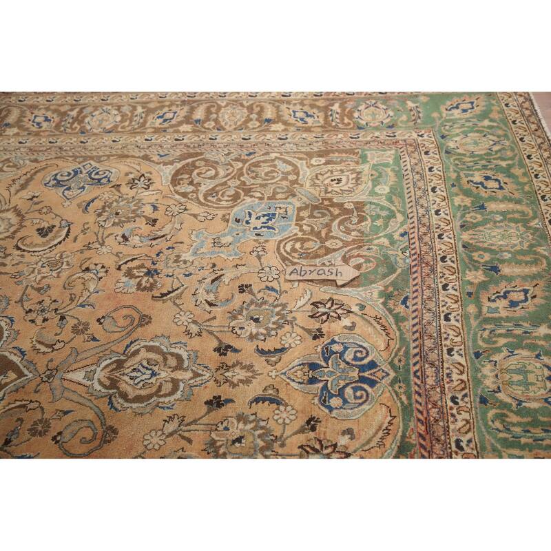 Hand Knotted Oriental 100% Wool Carpet Traditional Floral Oranges & Rust Mashad Area Rug - 12' 3'' X 9' 1''