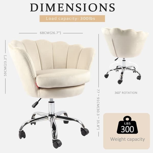 dimension image slide 1 of 3, VANITII Accent Chair Swivel Vanity Chair Office Desk Chair With Wheels Modern Height Adjustable Pink/Grey/White