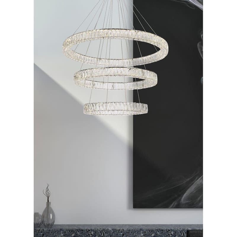 Elegant Lighting 3503G41L Monroe 41" Wide LED Crystal Ring Chandelier