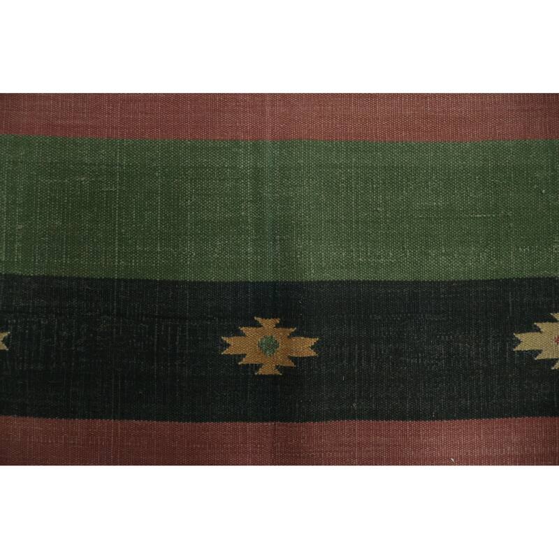 Hand Woven Oriental 100% Wool Carpet Southwestern Geometric Pink Kilim Area Rug - 8' 4'' X 5' 4''