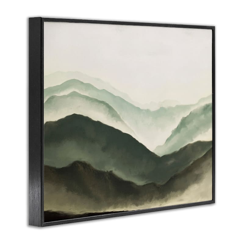 Stupell Misty Mountain Range Atmospheric Landscape Watercolor Painting Framed Wall Art, Design by JJ Design House LLC - Green