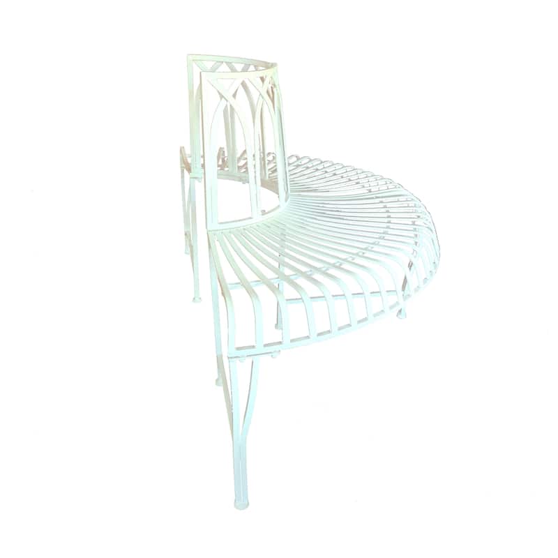 Tree Wrap Outdoor Garden Semi Circle Bench - 52" - White