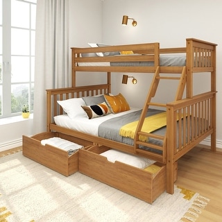 Max and Lily Twin XL over Queen Bunk Bed with Storage Drawers
