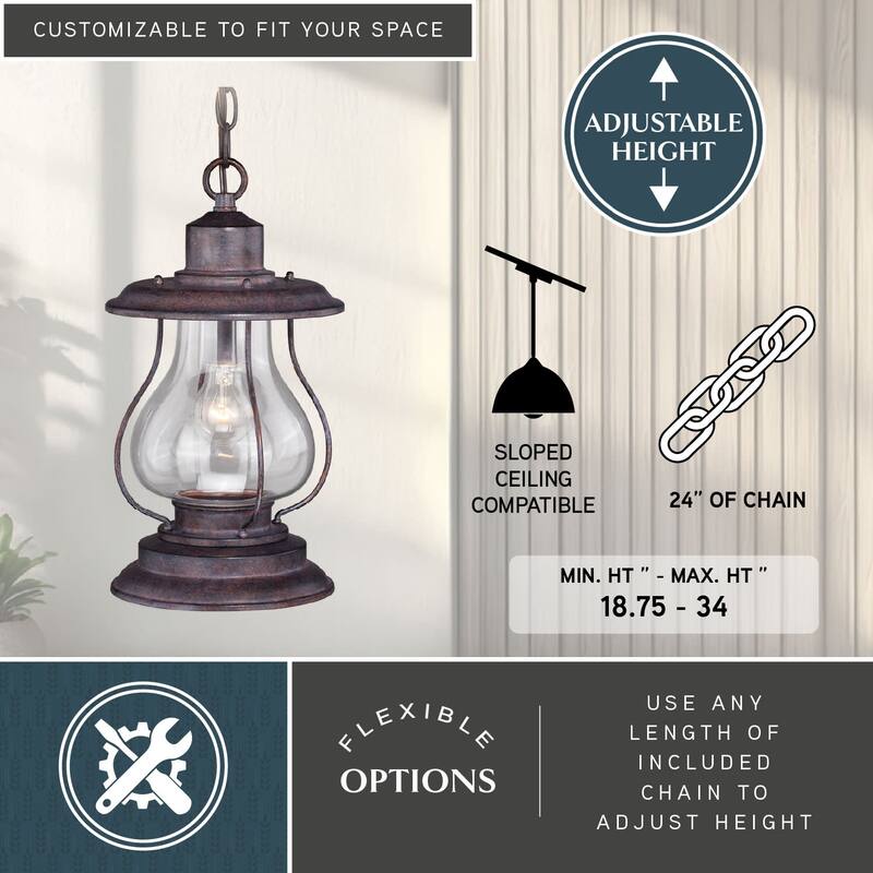 Vaxcel Lighting Dockside 1 Light Mini Pendant with Clear Glass Shade