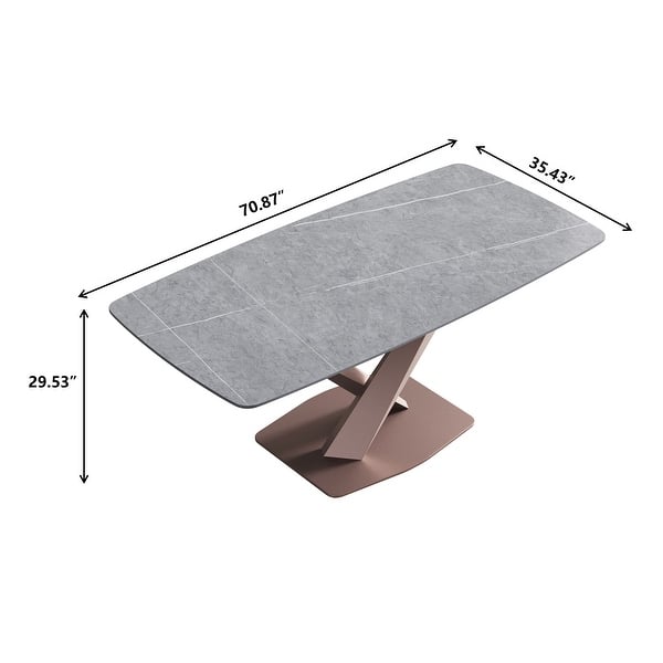 Modern Sintered Stone Dining Table W/ X-cross Metal Legs - Bed Bath ...