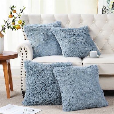 Halsted Shaggy FauxFur Decorative Throw Pillow Cover Set, NO INSERT
