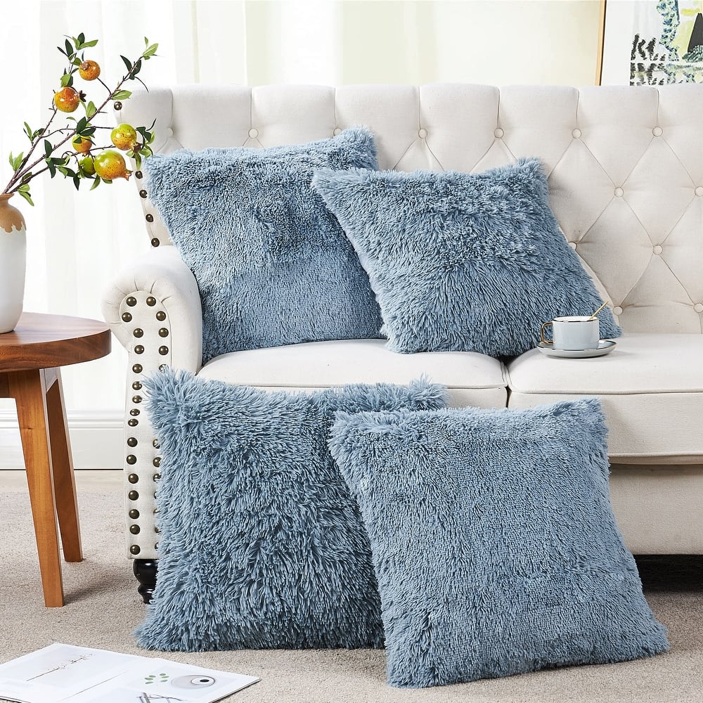 Halsted Shaggy FauxFur Decorative Throw Pillow Cover Set, NO INSERT