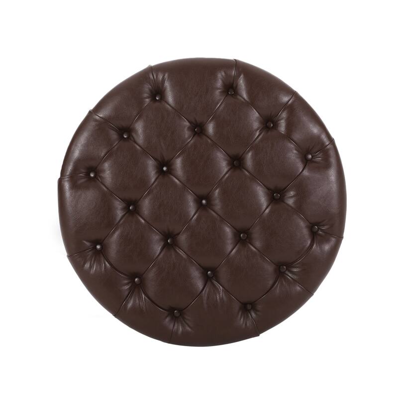 Round Ottoman Cushioned Seats, Solid Construction, Easy to assemble