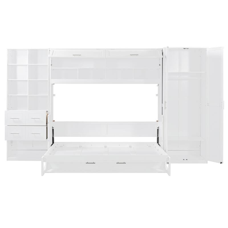 Full Size Murphy Bed Wall Bed with Closet ,Drawers and Shelves
