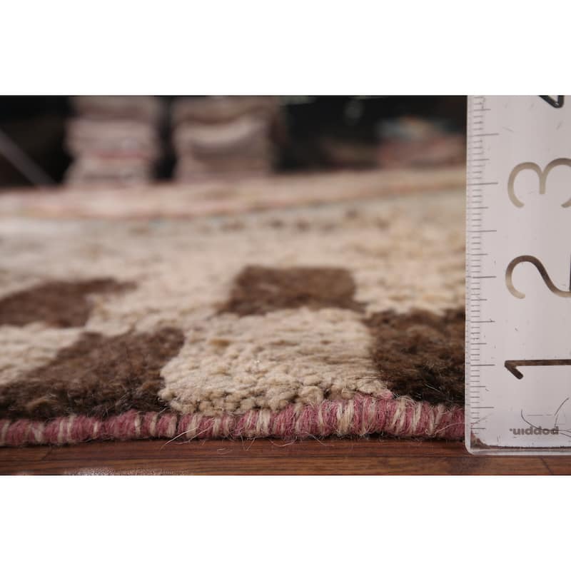 Hand Knotted Oriental 100% Wool Carpet Modern Tribal Beige & Ivories Moroccan Area Rug - 10' 3'' X 7' 6''