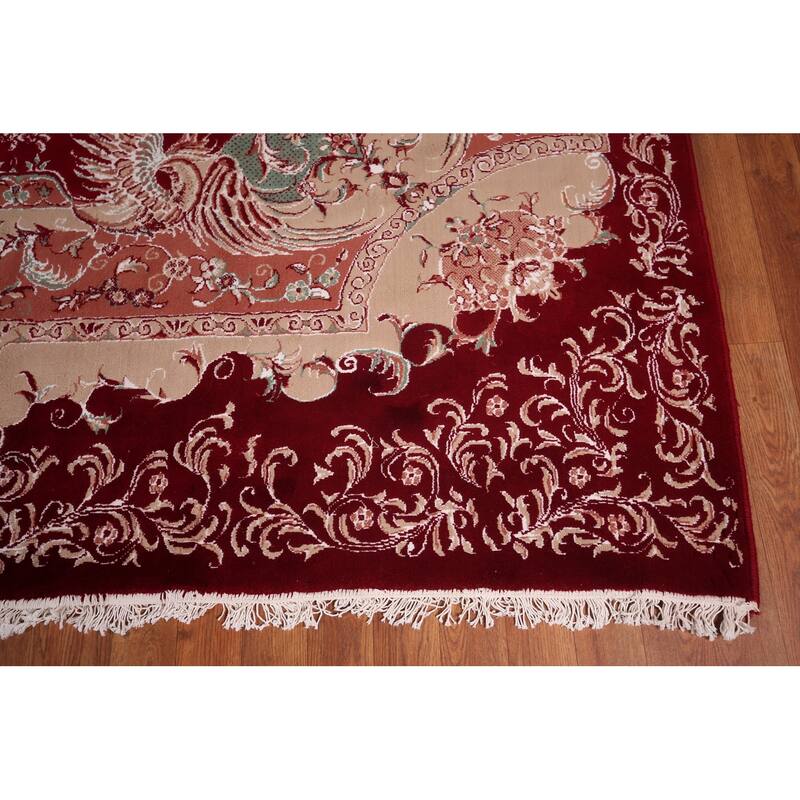 Victorian Style Red Kashan Turkish Rug Machine Made Bedroom Carpet - 9'8" x 13'1"