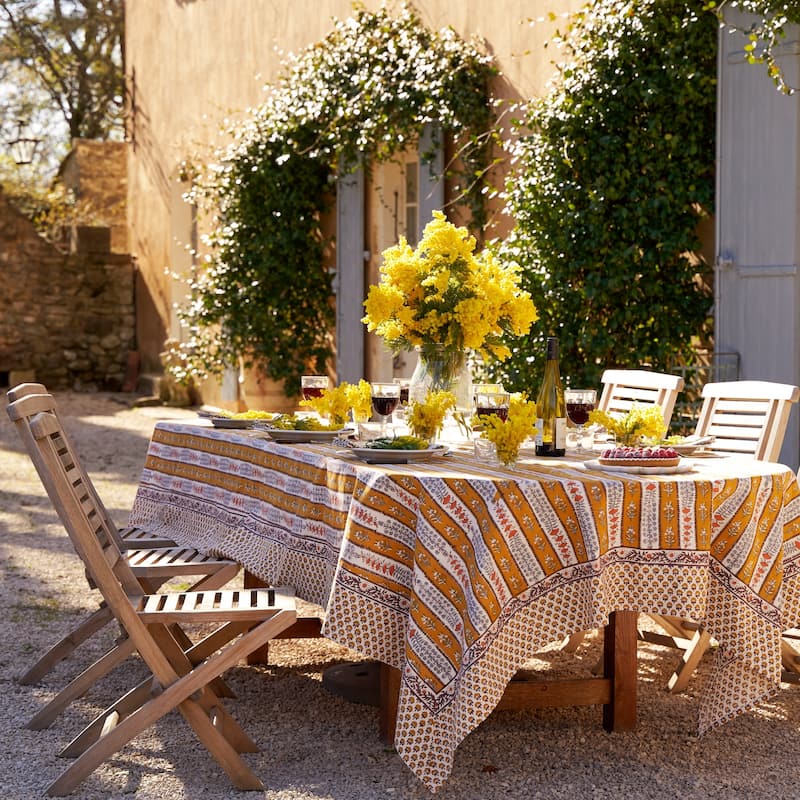 Couleur Nature Provence Avignon Tablecloth - Dijon/Blue - 71" x 142" - 71" x 142"