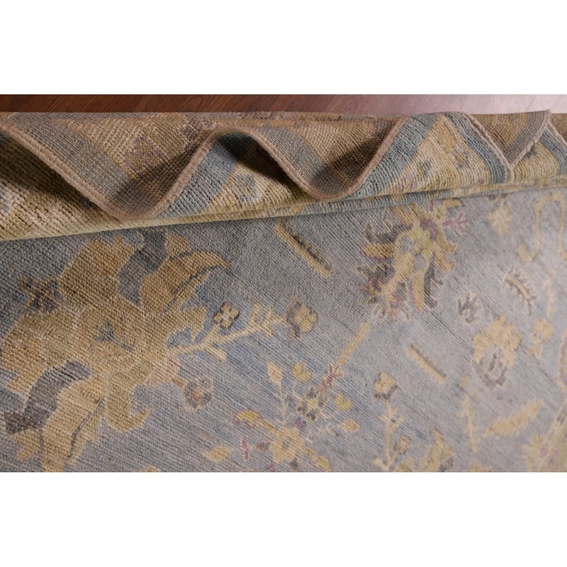 Light Blue Vegetable Dye Oushak Area Rug Hand-Knotted Wool Carpet - 8'3" x 10'2"