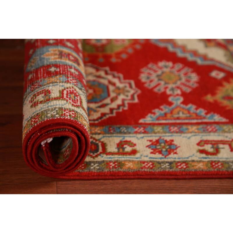 Traditional Red Kazak Foyer Rug Handmade Wool Carpet - 2'7"x 4'2"
