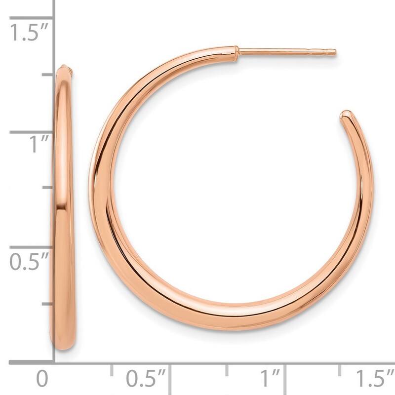 Curata 14k Rose Gold Polished Hoop Post Earrings - 32.1x32.2mm