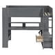 preview thumbnail 6 of 20, Wooden Loft Bed with Desk Storage Shelves LED & Charging Station