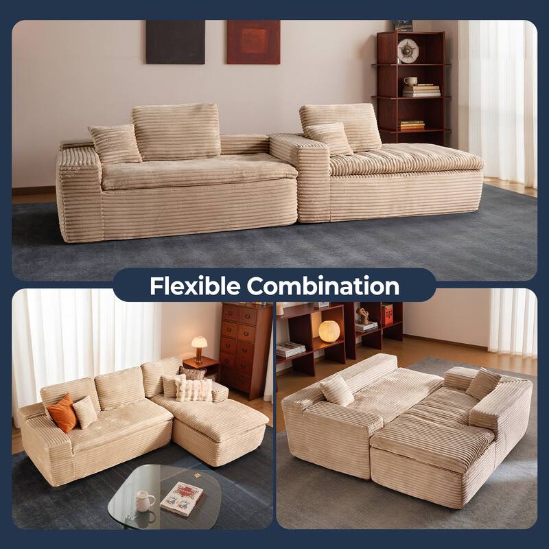 HOOOWOOO Upholstered Fabric Sectional Sofa Couch with Chaise