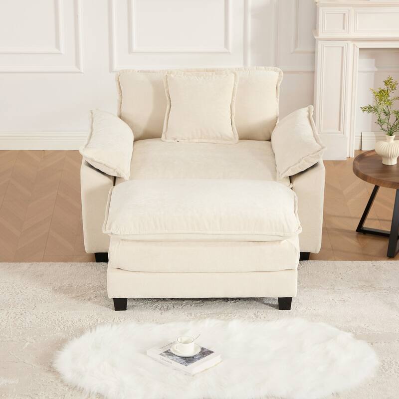 Roomfitters Cloud Sofa Chair, Modern Chenille Upholstered Single Seat with Deep Cushion Comfort