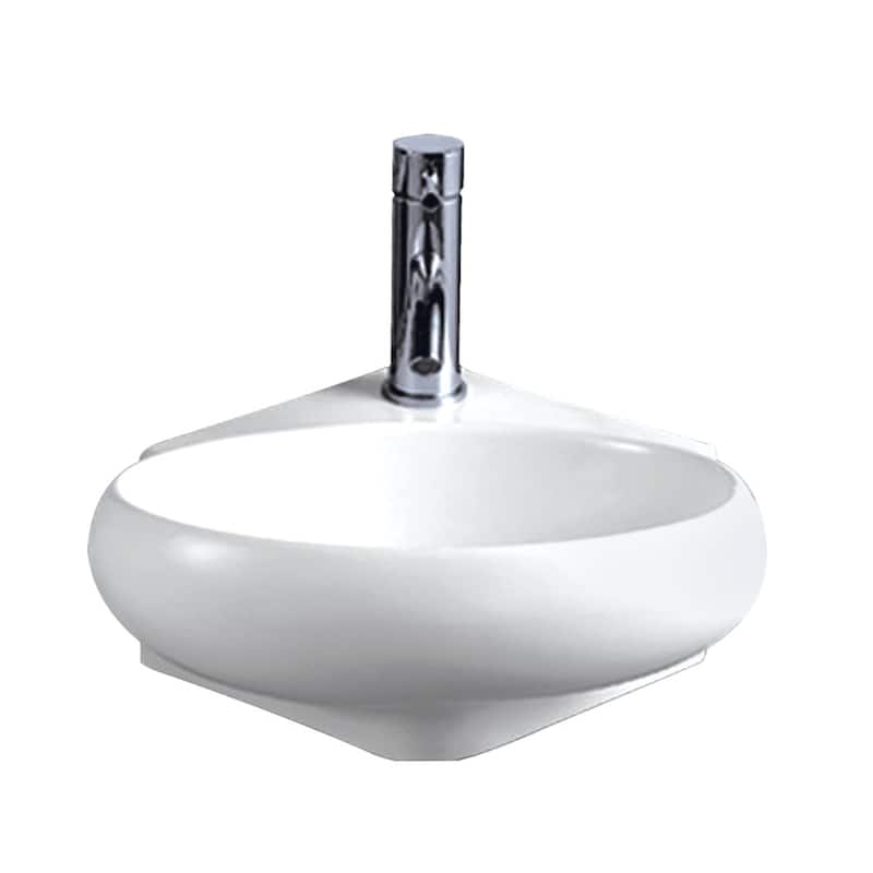 Whitehaus WHKN1137 Isabella 14-1/8" Oval Porcelain Wall Mounted - White