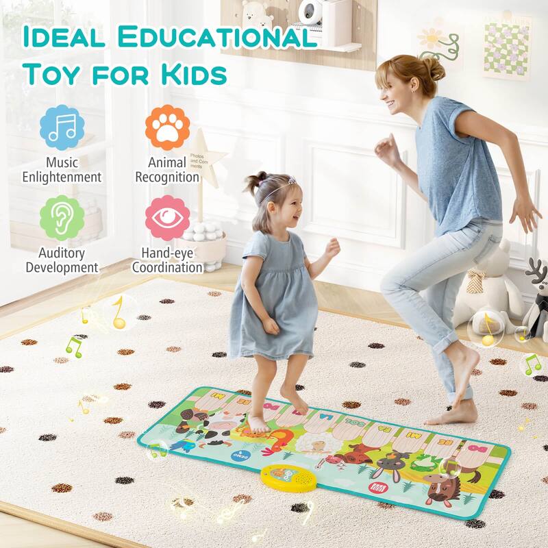 Costway Floor Piano Mat for Toddlers Baby Musical Touch Dancing - Multi-color - See Details