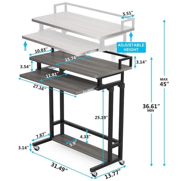 Portable Standing Desk , Adjustable Height Couch Table with Keyboard