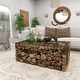 preview thumbnail 26 of 63, Brown Driftwood Handmade Collage and Pedestal Base Coffee Table with Tempered Glass Top - 48" round x 16"