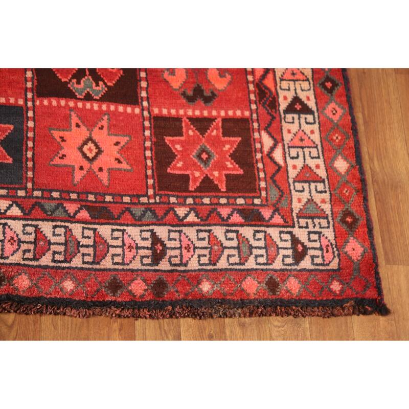Hand Knotted Oriental 100% Wool Carpet Traditional All-Over Red Shiraz Area Rug - 9' 3'' X 5' 3''