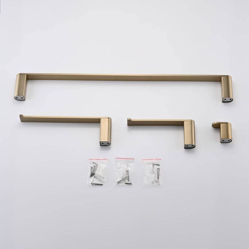 4 Piece Bathroom Hardware Set Wall Mount Bathroom Accessories Brushed Gold Towel Rack Holder Bar Set Stainless Steel Fixtures