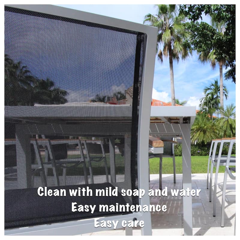 Messina Light Gray 9-Piece Aluminum Outdoor Dining Set with Sling Set in Castaway - N/A