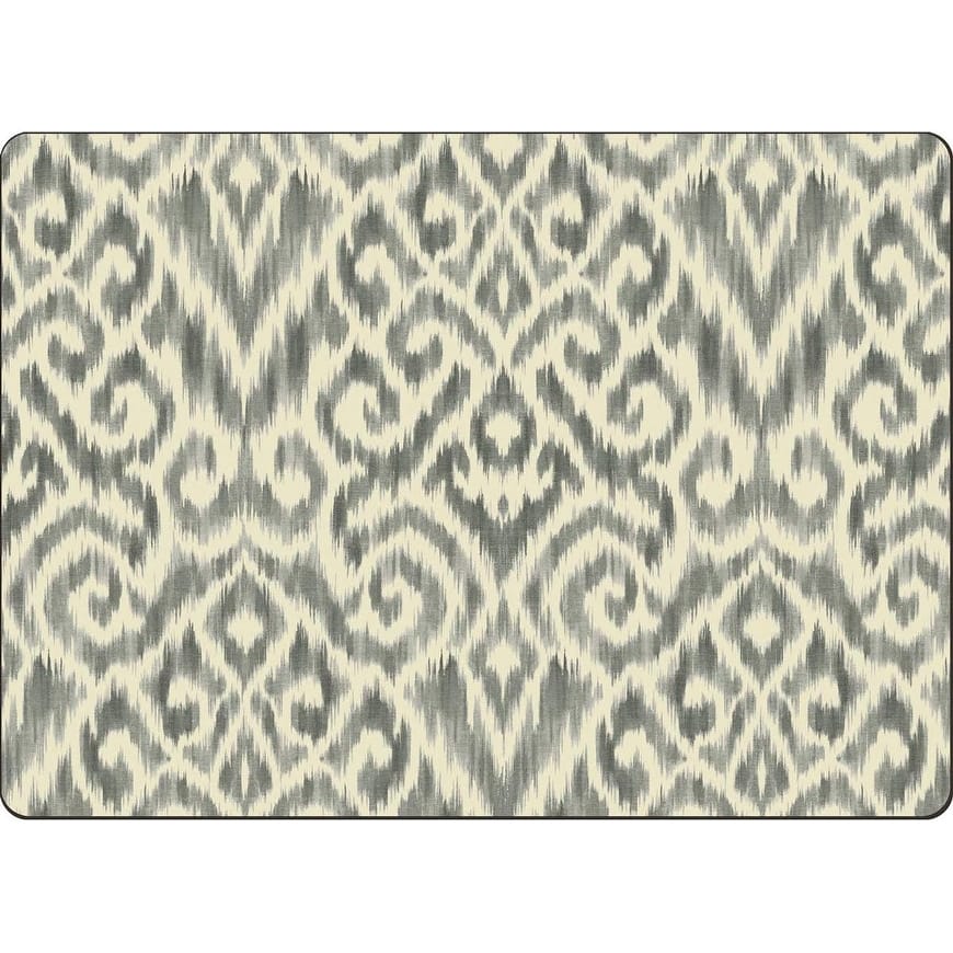 Cala Home 4 Premium Hardboard Placemats Table Mats, Ikat Grey