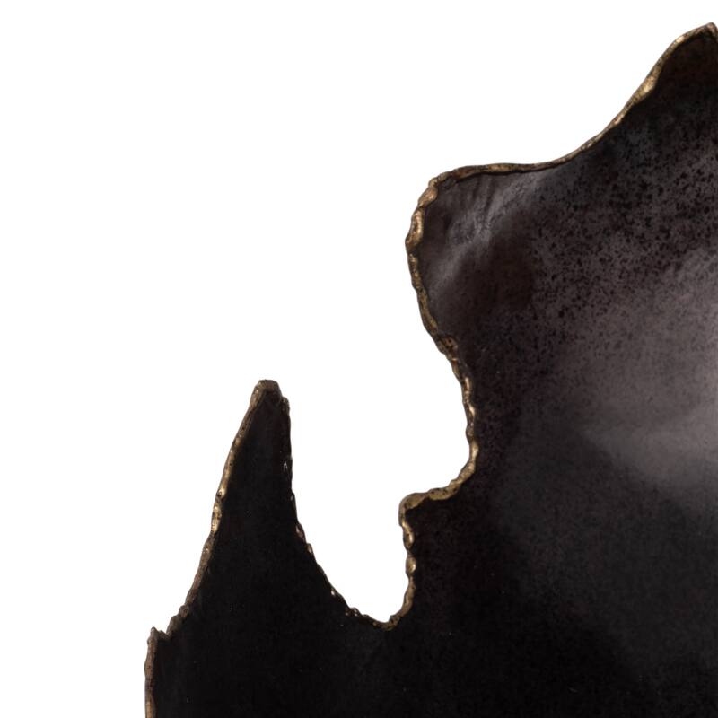 Scalloped Edge Decorative Bowl with Contours - Set of 3 - 18", Black - 18.0"