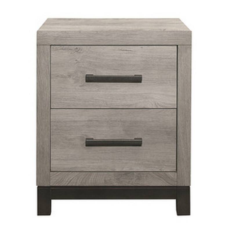 Wood Grain Gray 2 Drawer 20 in. W Nightstand with Sturdy Hardware and Ample Storage