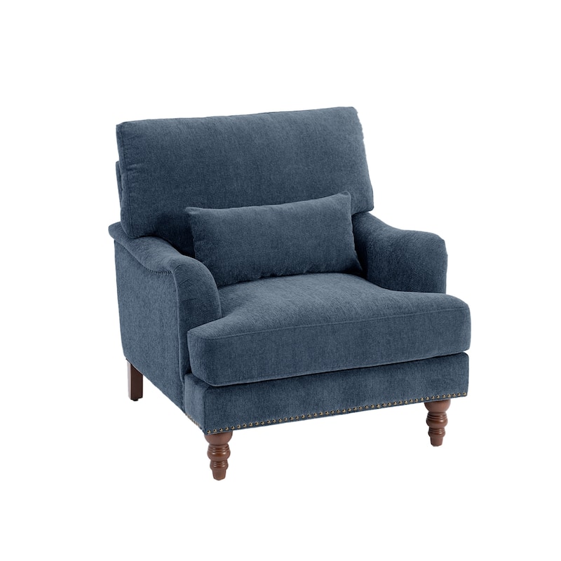 Mid Century Chenille Upholstered Accent Chair with Nailhead Trim