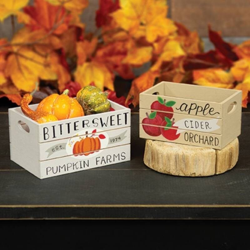 2/Set Christmas Wooden Nesting Crates Rustic Holiday Decor - 2.6” x 5” x 3”