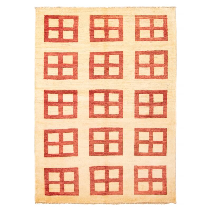 ECARPETGALLERY Hand-knotted Peshawar Ziegler Tan Wool Rug - 4'9 x 6'7 - Tan - 4'9 x 6'7