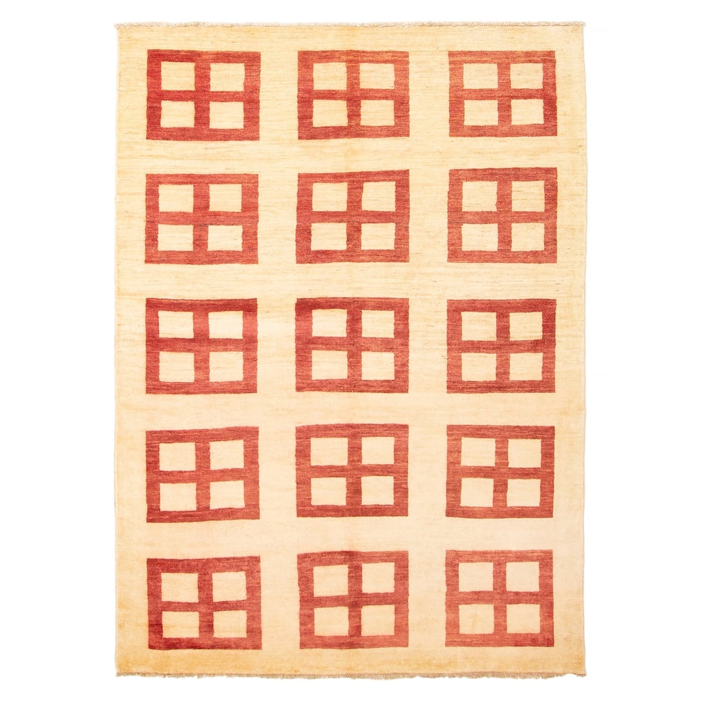 ECARPETGALLERY Hand-knotted Peshawar Ziegler Tan Wool Rug - 4'9 x 6'7