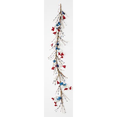 60" Red, White and Blue Patriotic July 4th Holiday Flower Garland - 7
