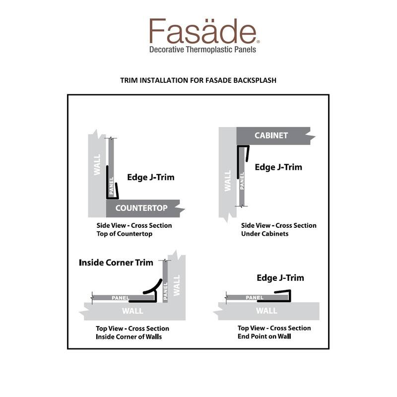 FASÄDE 47 in. Decorative Vinyl Large Profile J Trim Oil Rubbed Bronze (5 Pack) - 5 Pack