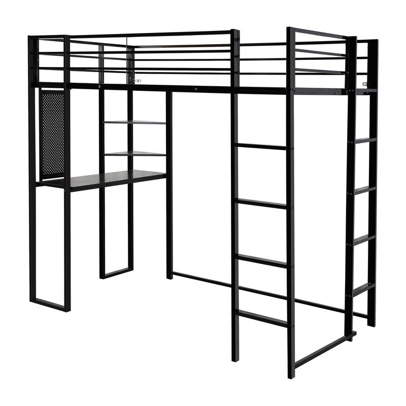 Metal Loft Bed with Desk and Shelves Bed Bath & Beyond 39691914