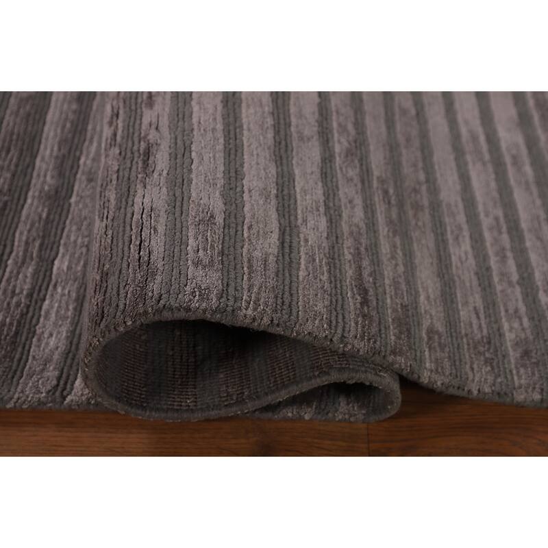 All-Over Striped Nepalese Oriental Area Rug Handmade Wool Carpet - 8'1" x 9'8"