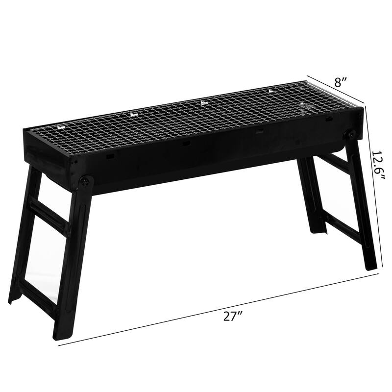 Gardenised Portable Standing Charcoal Grill Foldable Stainless Steel BBQ for Camping Backyard Tailgating Hiking Picnic Travel