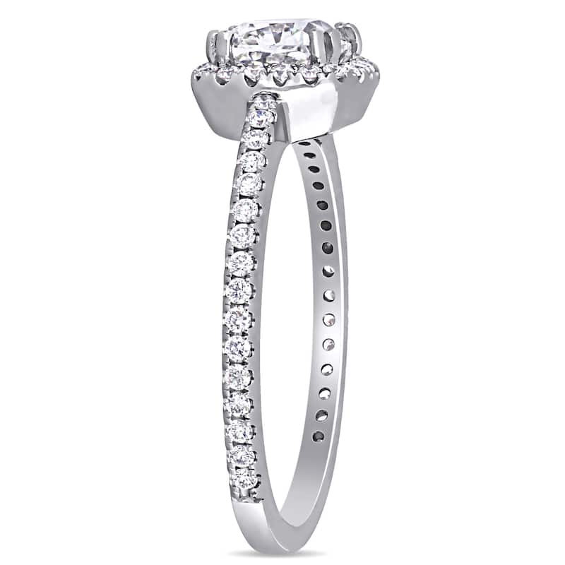 Miadora 1 1/3ct TDW Diamond Square Halo Engagement Ring in 14k White Gold