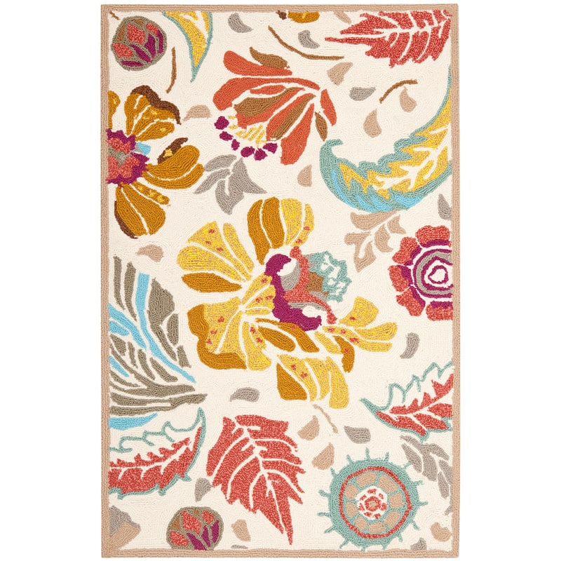 SAFAVIEH Handmade Four Seasons Jusztina Floral Rug - 2'6" x 4' - Ivory/Grey