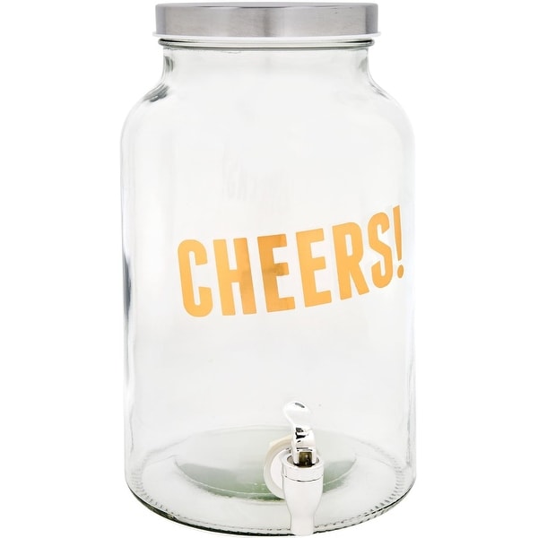 Palais Glassware 'Bossoin' Beverage Dispenser - 1.5 Gallon Capacity - (CHEERS! Gold Print). Opens flyout.