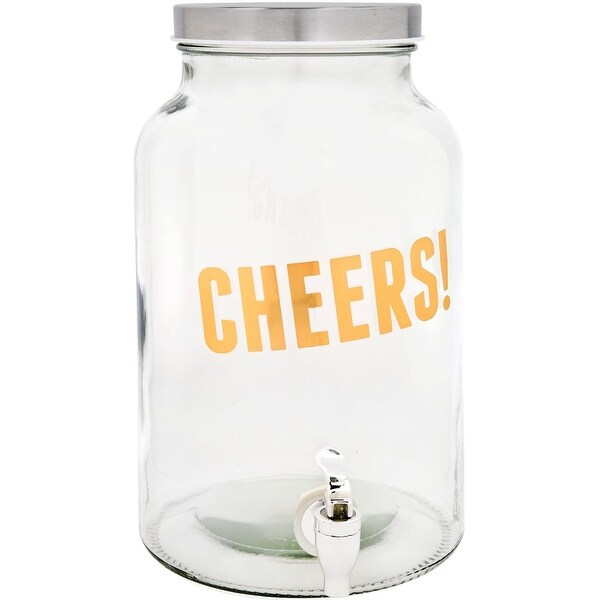 Palais Glassware High Quality 'Boisson' Beverage Dispenser - 1.5 Gallon Capacity - (CHEERS! Gold Print). Opens flyout.